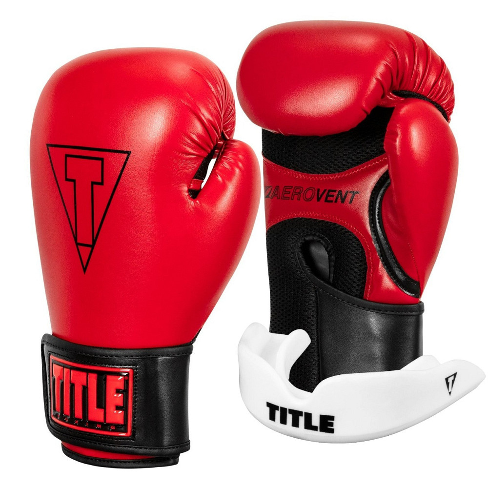 Боксерські рукавиці TITLE Boxing Vegan Gloves Red/Black 14 oz (капа в комплекті) Кам'янське - фото 1