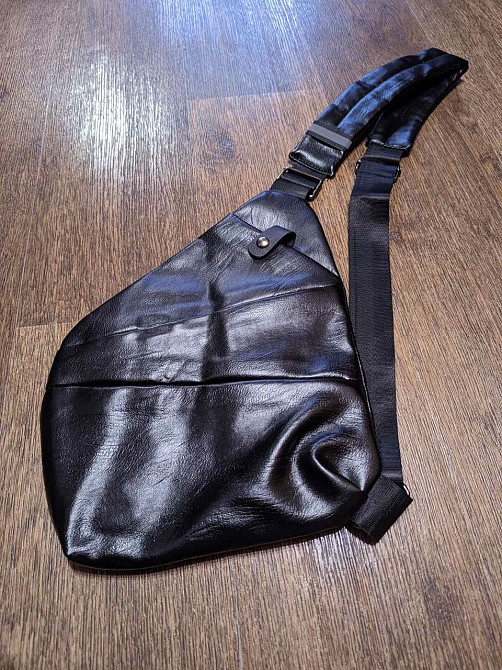 Чоловіча сумка через плечі. Чорна. Кожзам. Київ - фото 7