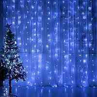 Велика неонова Гірлянда Водоспад Синя Світлодіодна LED Штора 3 х 2 метри Силіконова - 320 Дніпро