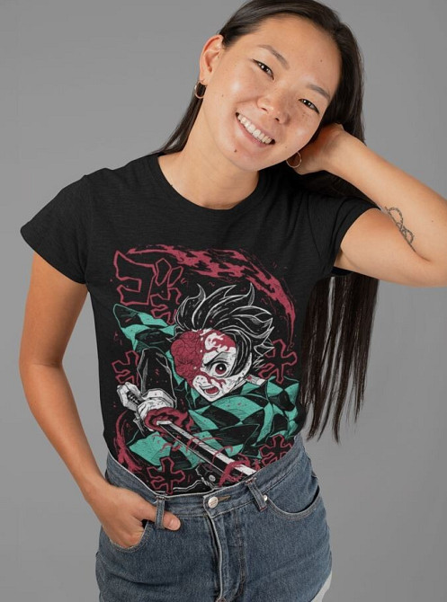 Футболка для мальчика аниме Истребитель демонов оверсайз (рост от 165 до 180 ) Черний AnimeJ1102m Днепр - изображение 2