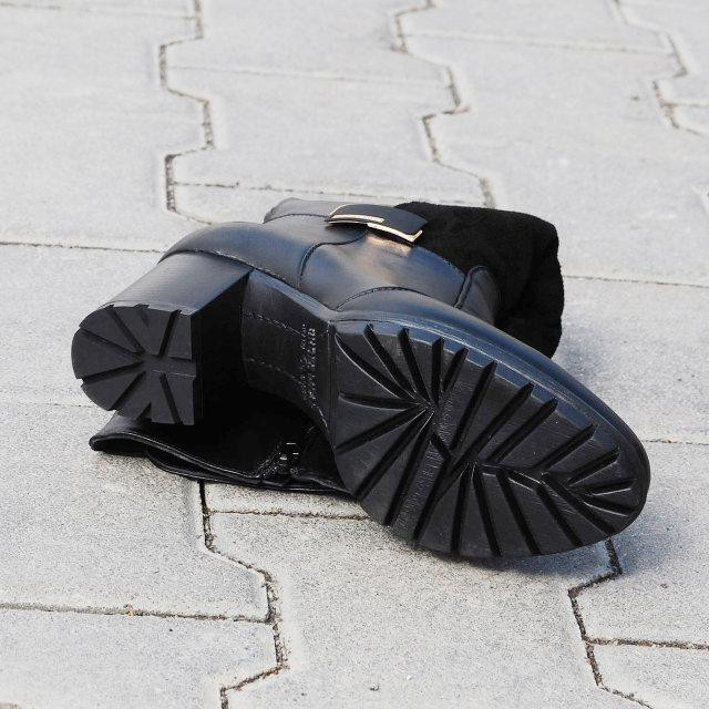 Чоботи жіночі ARLETT чорні шкіра+замша натуральна висота 33см обхват гомілки 37-40см каблук 7см Коломия - фото 4