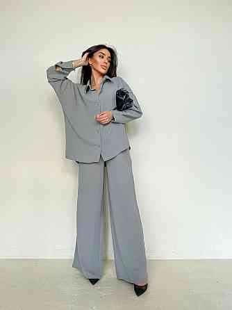Женский стильный привлекательный костюм американский креп Серый, 44/46 Одесса