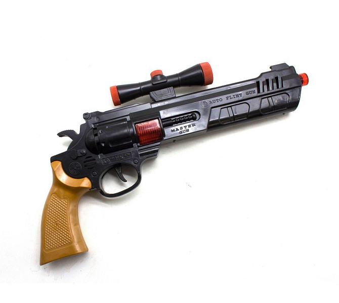 Пістолет механічний з оптичним прицілом, видає звук та іскри 725 GoldenGun, шт Київ - фото 1