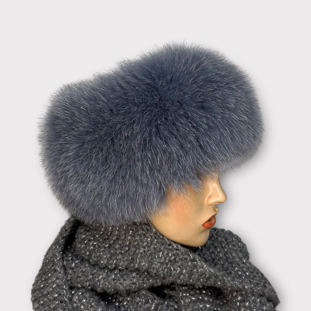Меховая повязка на голову женская песцовая Серый Харьков - изображение 3