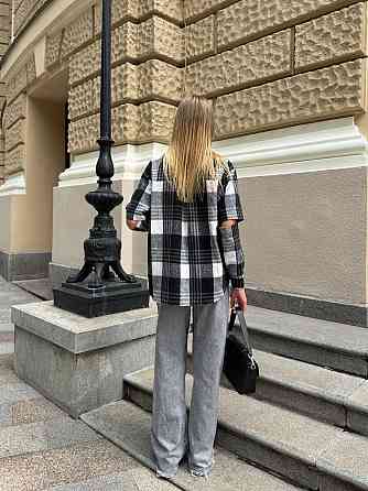 Жіноча трендова сорочка з розрізом на рукавах турецька фланель-байка. Чорний, 42/44 Одеса