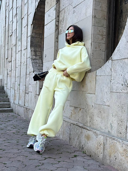 Базовий жіночий костюм з об’ємним худі Лімонний 42/46 Харків - фото 4