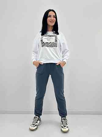 Трикотажный спортивный костюм с принтом Condor батал 54-56, Белый+графит Киев