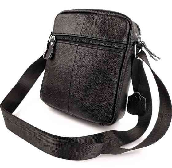 Чоловіча сумка через плече Tiding Bag (18 х 21 х 7 см) борсетка з натуральної шкіри Чорний Вінниця