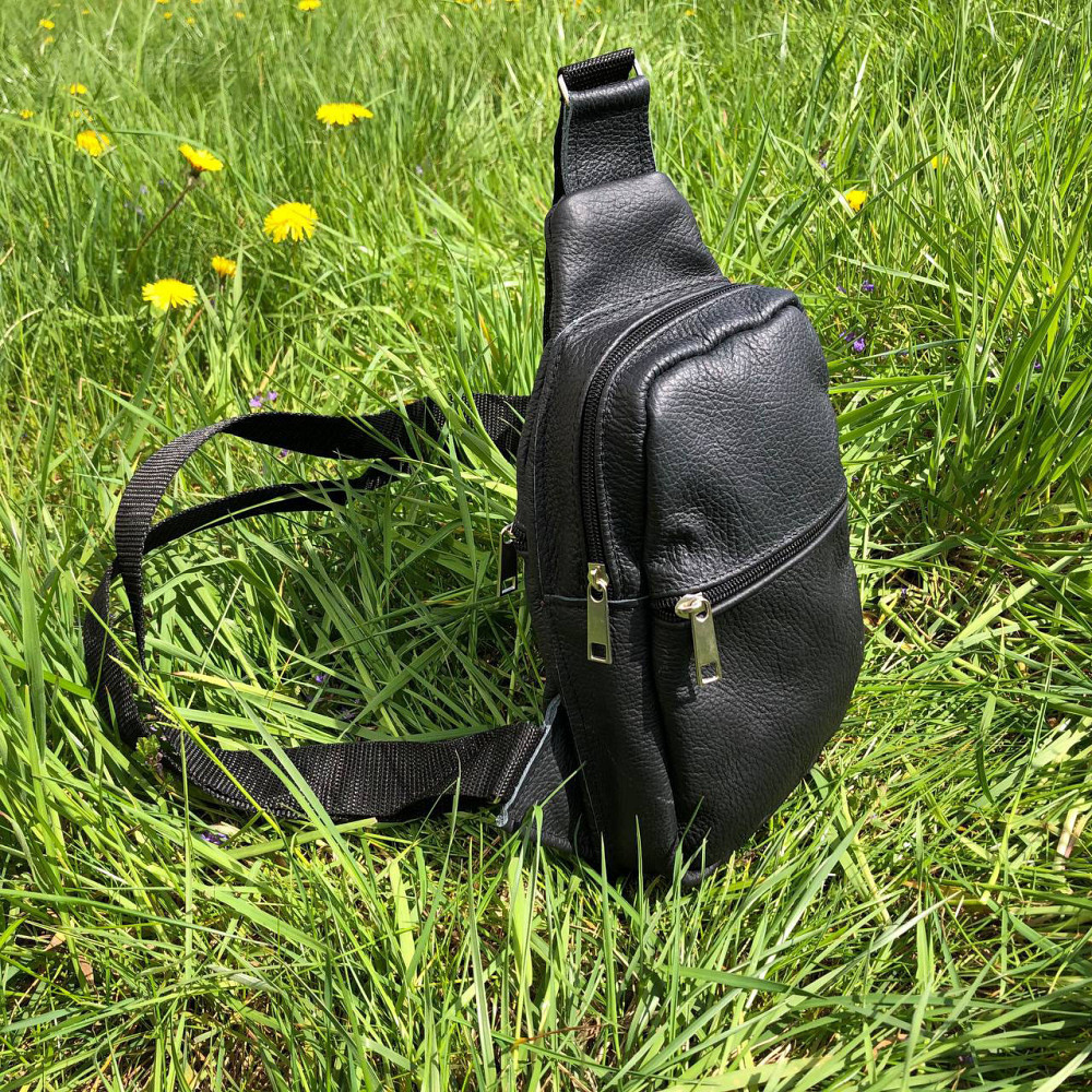 Сумка-слинг кожаная, мужская сумка через плечо черная Idea Мужская кожаная сумка слинг через плечо Киев - изображение 8