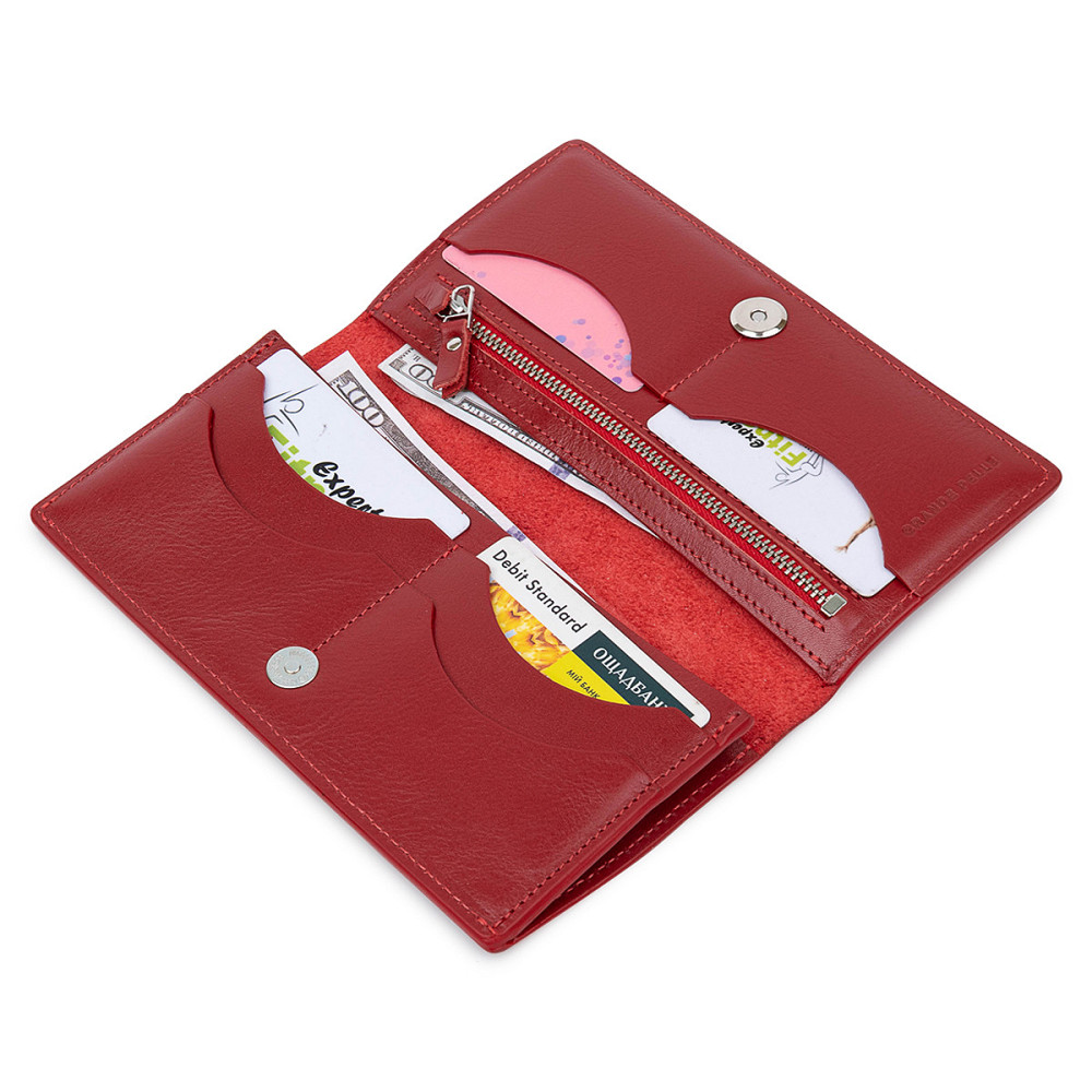 Вертикальное женское портмоне GRANDE PELLE 11555 Красный Киев - изображение 5