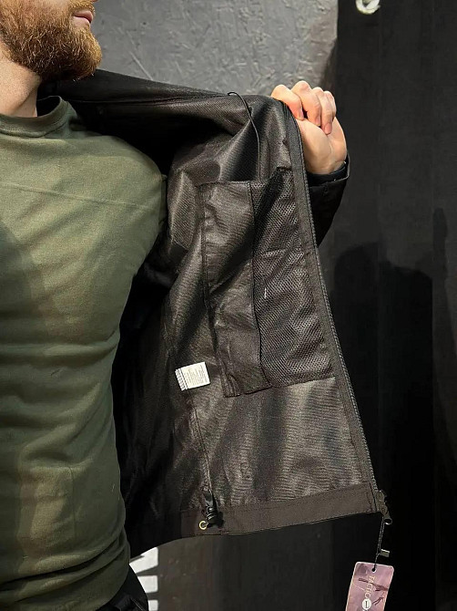 Куртка чорна чоловіча літня з капюшоном, пряма, з кишенями, для туристів, військових та силових структур Львів - фото 2