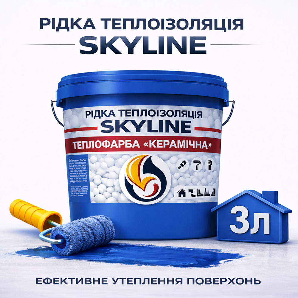 Рідка теплоізоляція Skyline керамічна теплофарба для утеплення стін, фасадів, покрівлі та трубопроводів Синя 3 л Харків - фото 1