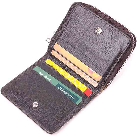 Фактурний жіночий гаманець із монетницею з натуральної шкіри з тисненням під крокодила KARYA 21413 Бежевий Київ