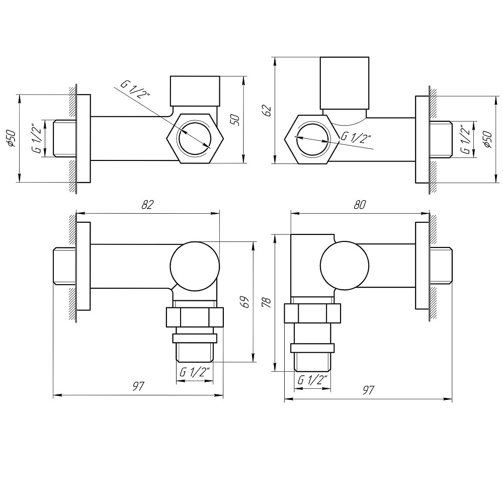 !Набір Кран вентильний кутовий з американкою SOLOMON LUX 1/2″ WHITE 7777_TEN (1уп.) Луцк - изображение 5