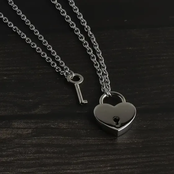 Парні підвіски “Серце-замок і ключ” — нержавіюча сталь (набір 2 кулонів) Київ