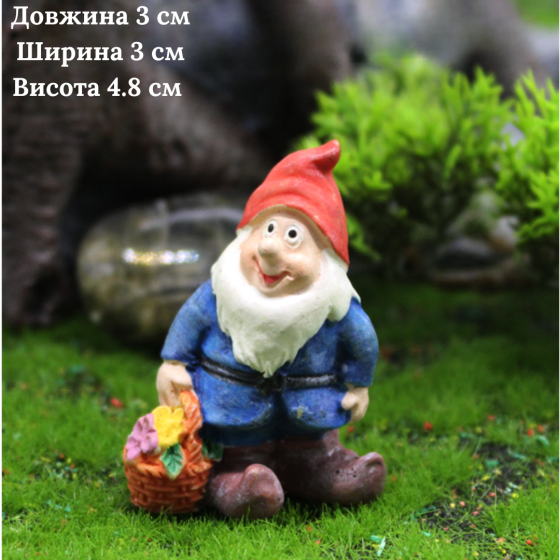 Миниатюрные фигурки Гномы из полистоуна, для мини-сада, флорариума, миниатюры, микроландшафта, Червоний Одесса