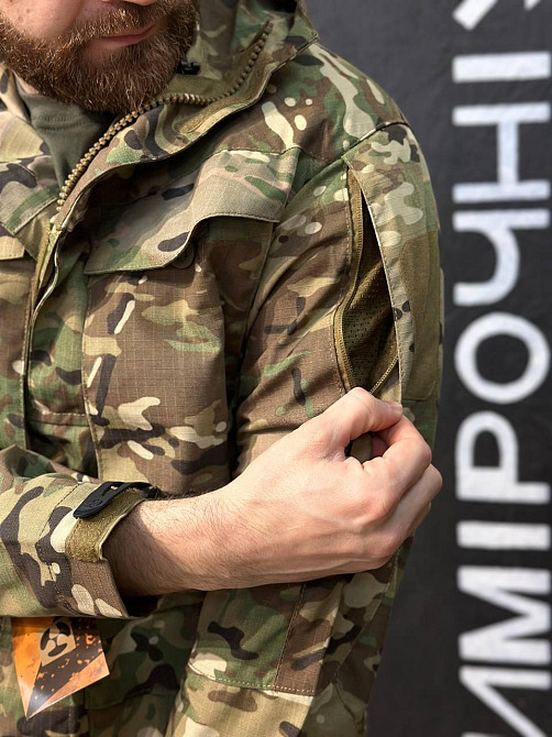 Тактична військова куртка чоловіча з капюшоном кишенями блискавкою вентиляцією і вологозахистом Львів - фото 10