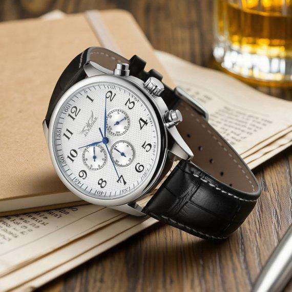 Годинник чоловічий механічний Jaragar Elite White Rubber (2 ремінці) Київ - фото 3