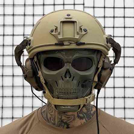 Тактичний комплект шолом Fast + навушники М32 + кріплення під шолом (Койот) Київ