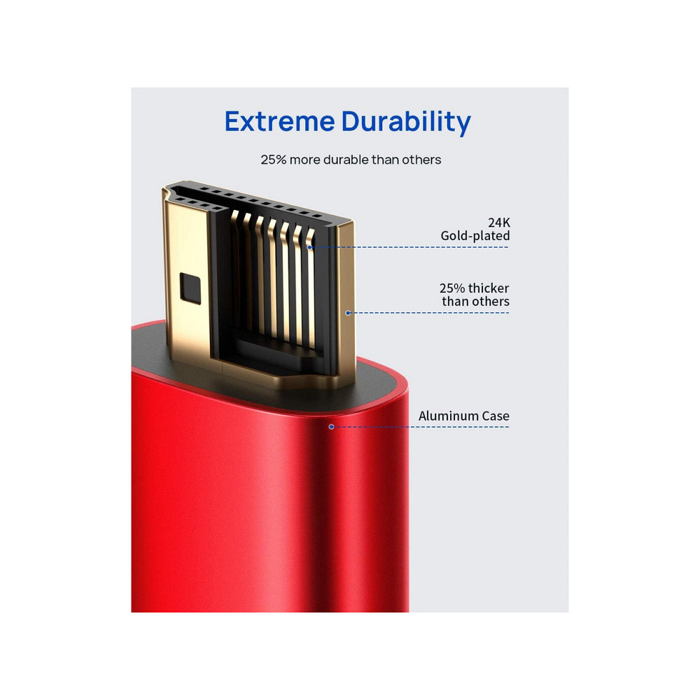 Кабель HDMI подовжувач шнур JSAUX 3.3FT 4K 60Hz HDMI 2.0 HDR HDCP2.2 плетений червоний для TV stick Blu-ray HDTV PC Київ - фото 7