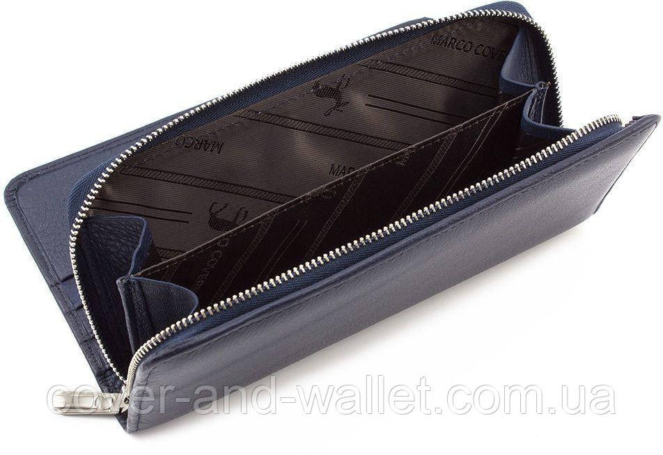 Синий кожаный кошелек на молнии с блоком для карточек Marco Coverna MC 6056 Киев - изображение 4