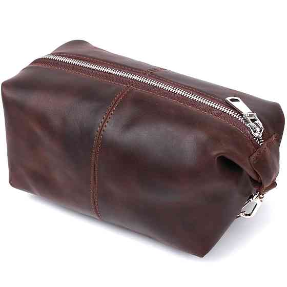 Шкіряна вінтажна косметичка Shvigel 16398 Коричневий Київ