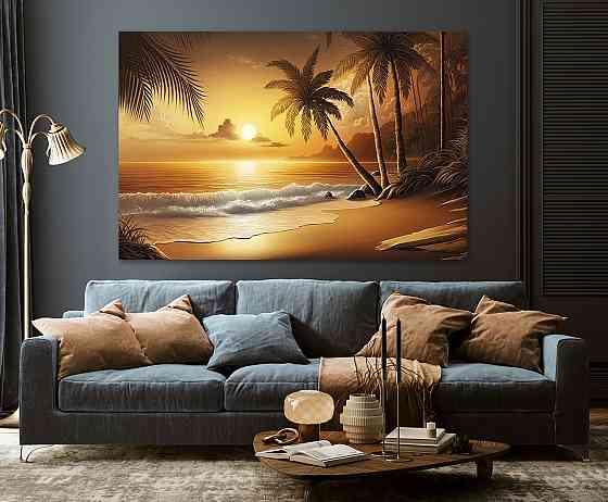 Картина полотно у вітальню / спальню     Захід сонця на пляжі    MLP_240 ( 60х30см ) 80x120 см Київ