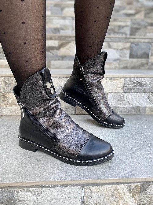 Vesna Черевики жіночі VESNA 2472 чорні (весна-осінь, шкіра-сатин натуральна) (2485) лише 36р.37 Коломыя - изображение 1