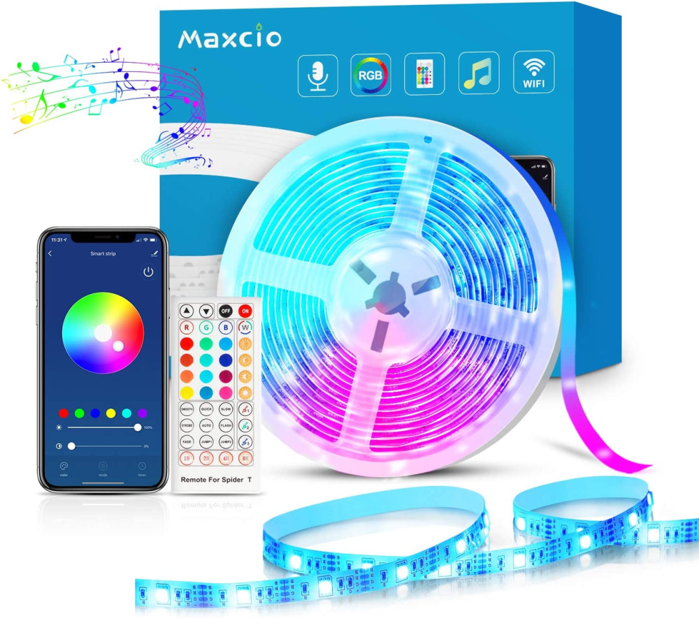 Розумна світлодіодна LED стрічка Maxcio Smart 5 м, Wi-Fi RGB, керування зі смартфона, сумісна з Alexa та Google Home Київ - фото 2