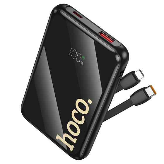 Павербанк 10000 mAh HOCO Q37 Graceful 22.5W+PD20W быстрая зарядка 2 кабеля черный power bank повербанк Одесса