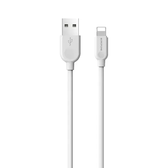 Кабель USB - Lightning 2 м, 2.4 А, ПВХ, прямі роз'єми, Borofone BX14 LinkJet, максимальний струм 2.4 Київ
