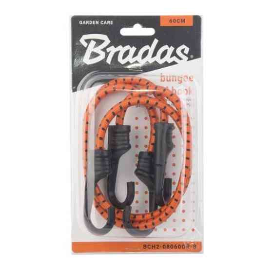 Шнур еластичний гумовий 60см х 2шт. з металевими гачками PVC BUNGEE CORD HOOK, BCH2-08060OR-B Київ