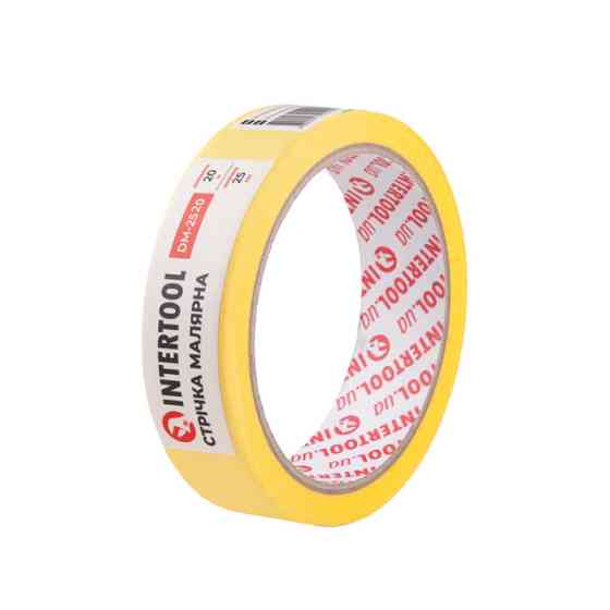 Лента малярная 25мм, 20м, желтая INTERTOOL DM-2520 Киев