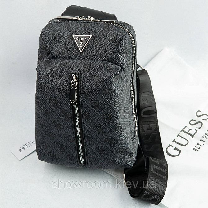 Чоловіча сумка бананка на пояс та на груди (слінг) Guess (7517) сіра Київ - photo 1