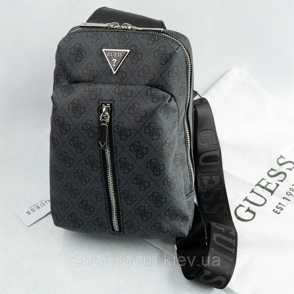 Чоловіча сумка бананка на пояс та на груди (слінг) Guess (7517) сіра Київ - фото 1