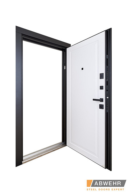 Двері вхідні, квартировані ABWEHR. Модель 516/517 RAIN Колір Чорна шагрень / Білий супермат 960 Київ - фото 3