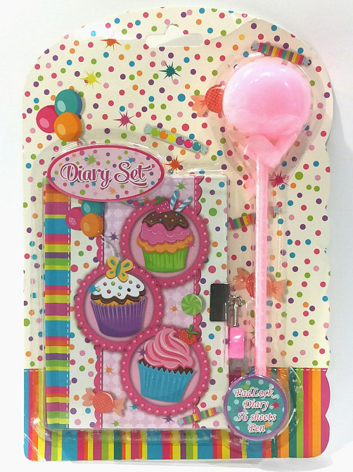 Блокнот на замочку 150x110mm, 70g, 56 л, ручка-пушок, тістечка, шт Київ - фото 1