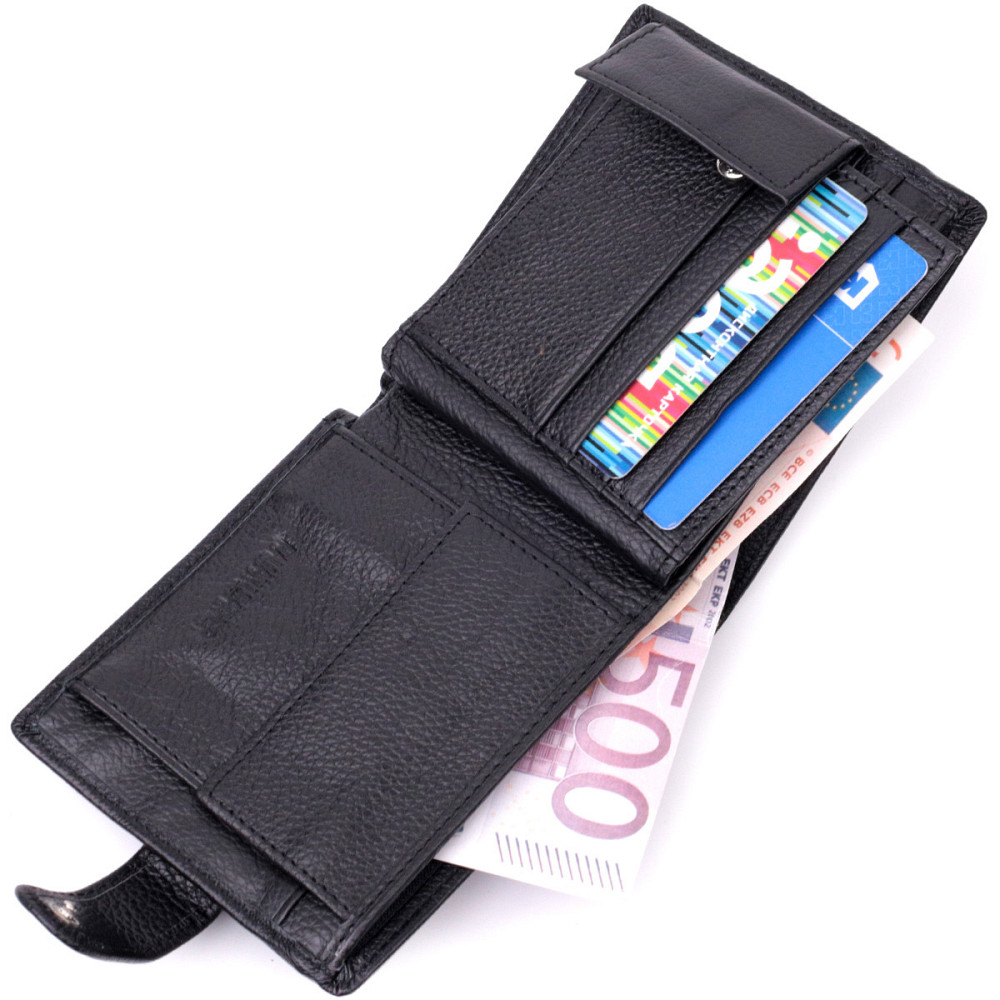 Мужской бумажник среднего размера из натуральной кожи ST Leather 22444 Черный Киев - изображение 6