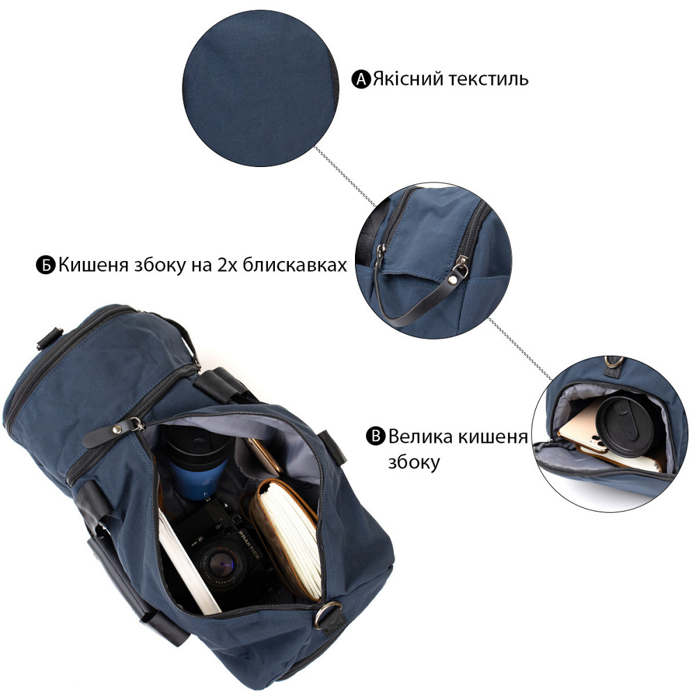 Спортивная сумка текстильная Синяя (Vintage) Киев - изображение 9