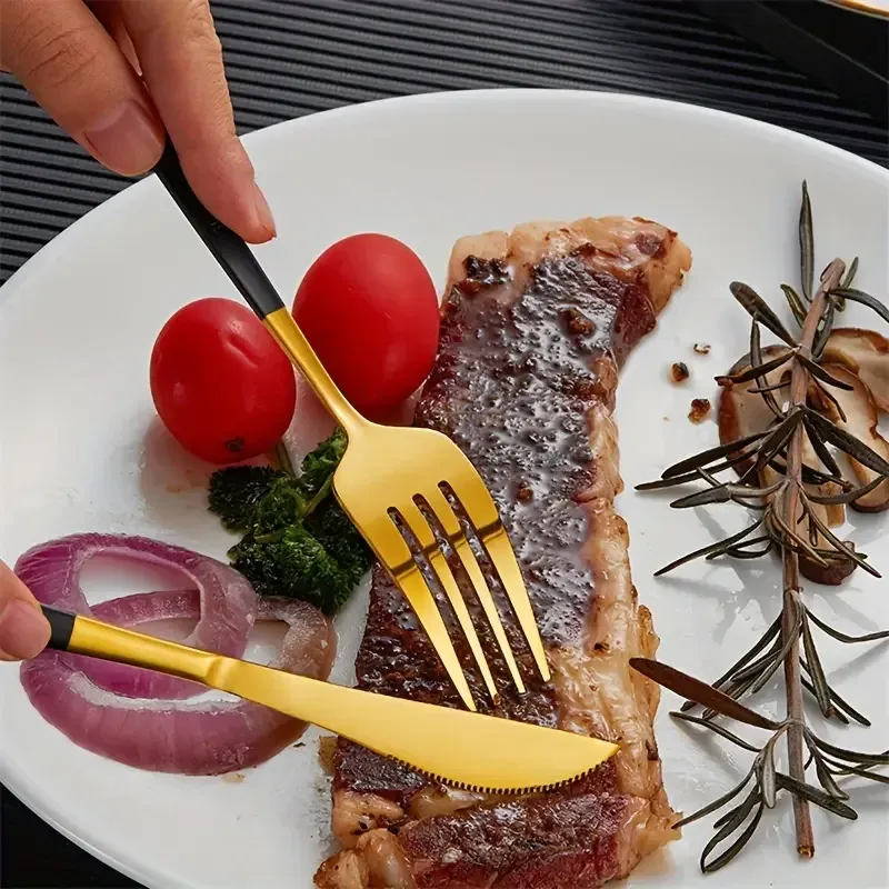 Набір столових приборів 24 предмети, золото-чорний Київ - фото 5