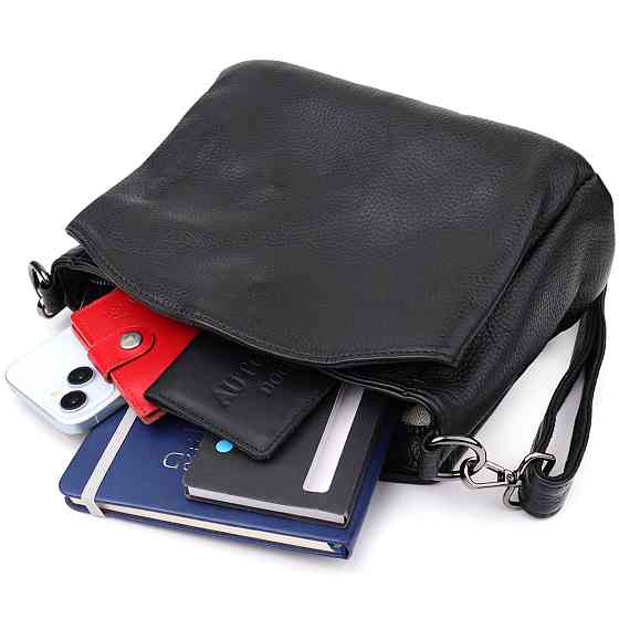 Сумка на плече з натуральної шкіри Vintage 23007 Чорний Київ