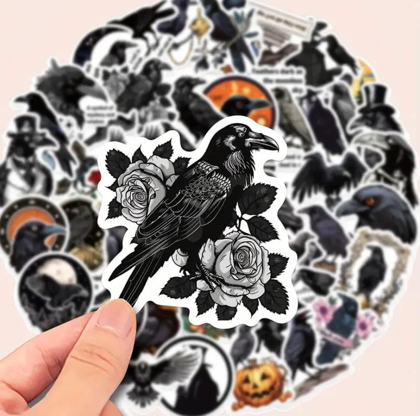 Готические наклейки с воронами, Водонепроницаемые виниловые наклейки с воронами, стикер 50 штук. Киев - изображение 5