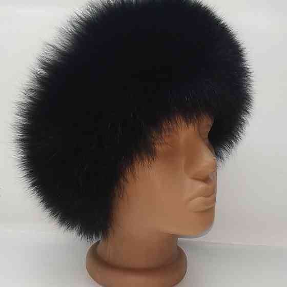 Меховая повязка на голову женская песцовая Черный Харьков