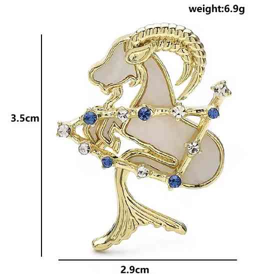 Брошка знак зодіаку "Козеріг" Золотистий Сміла