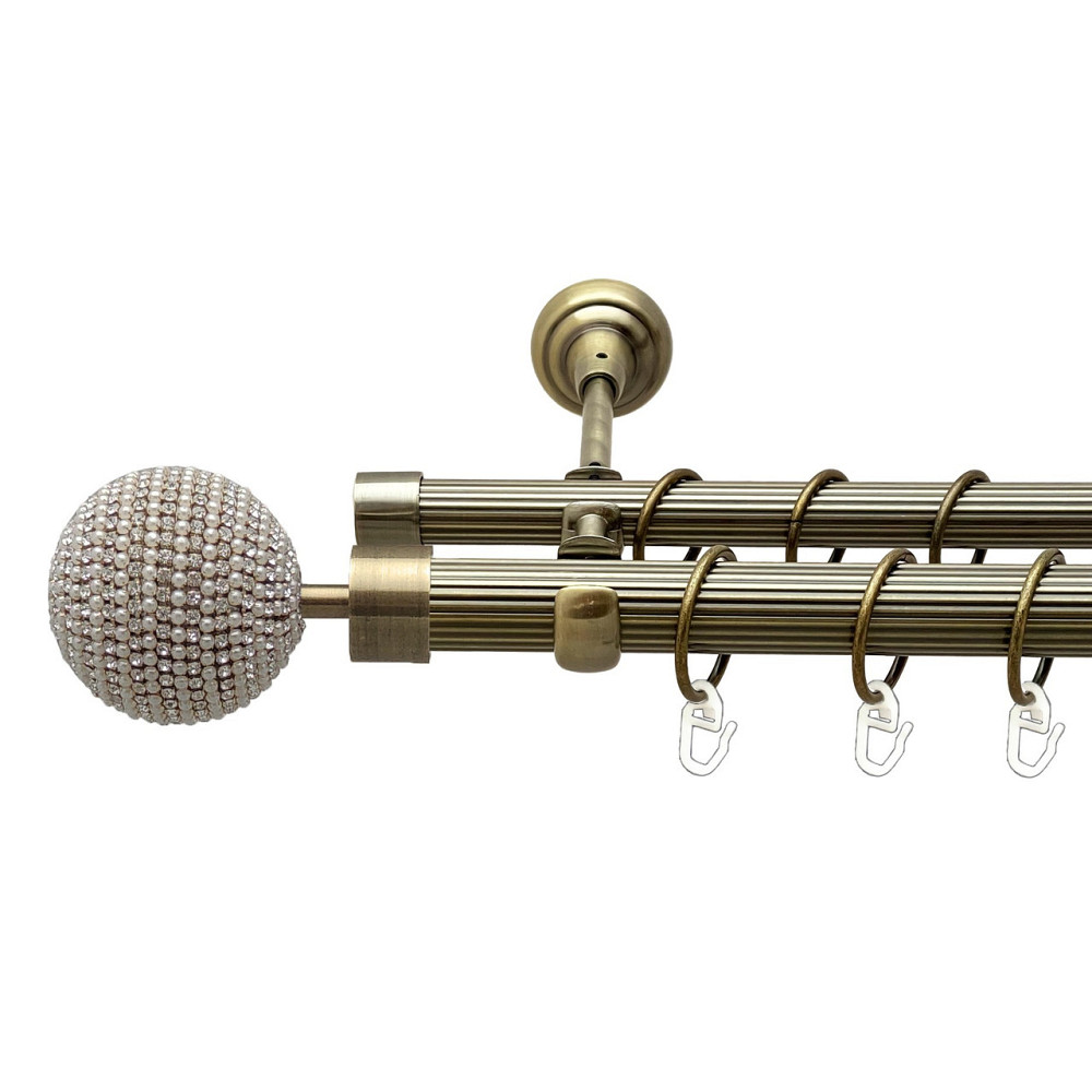 Карниз Orvit Карера металевий дворядний відкритий рифлена труба кільце металеве Антик 25\19 мм 200 см Львов - изображение 1