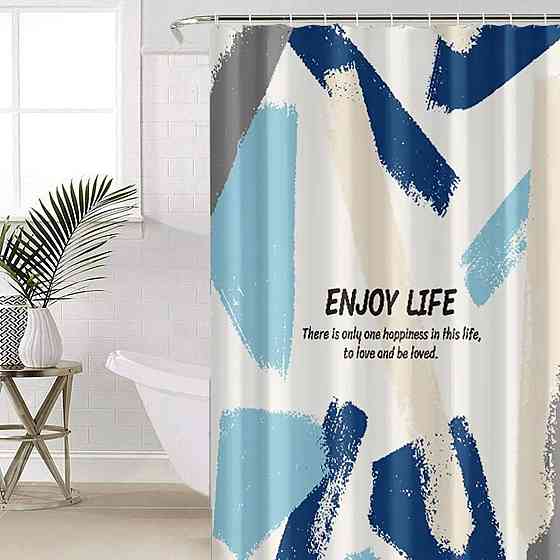 Шторка для ванны из полиэстера водонепроницаемая Bathlux 180x180 см с кольцами, занавеска для ванной комнаты Каменец-Подольский