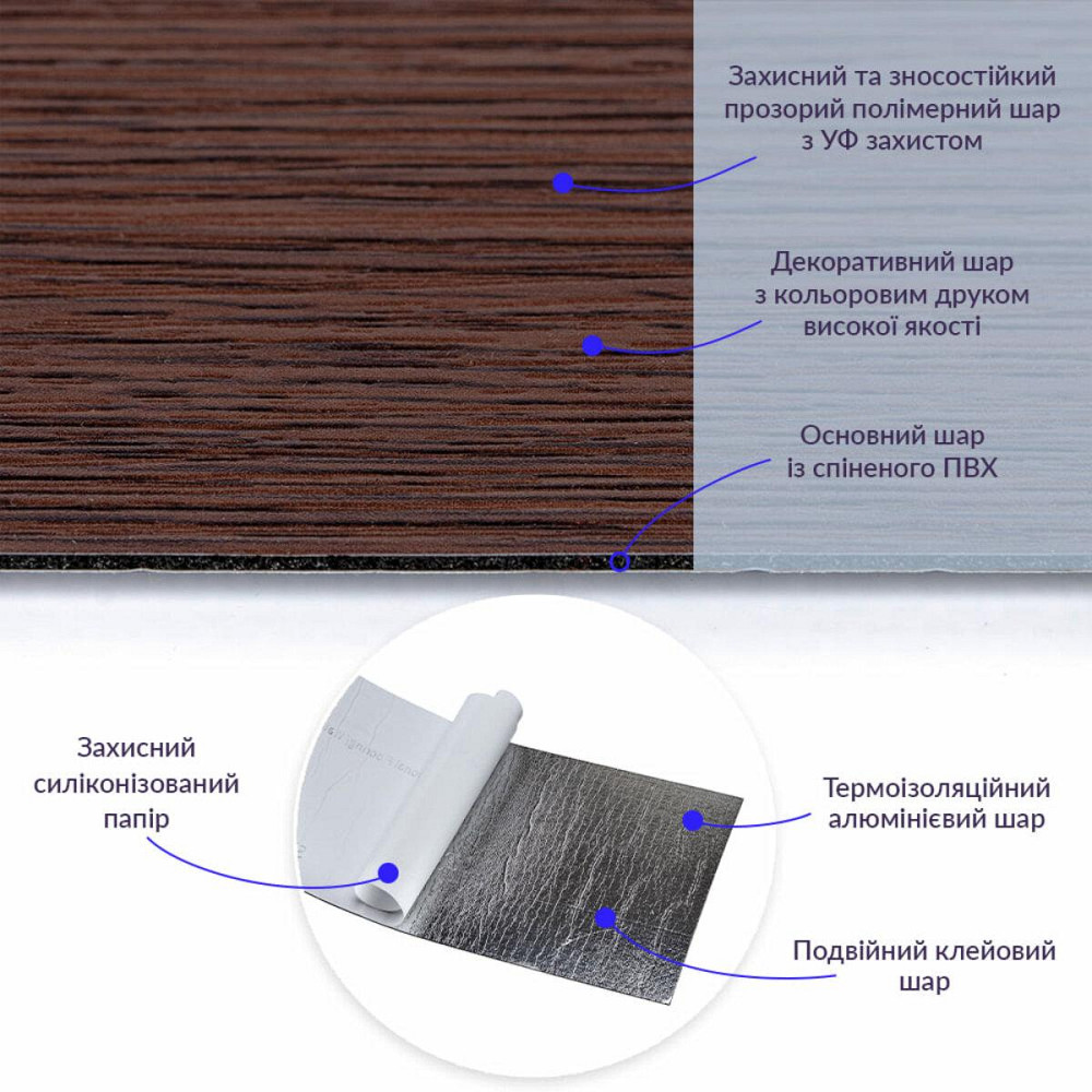 Самоклеящаяся виниловая плитка 152.4х914.4х1.5мм Венге, цена за 1 шт. (СВП-011) Матовая SW-00001130 Киев - изображение 2