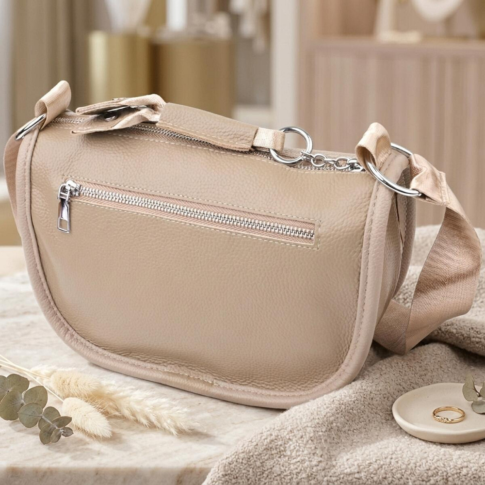 Полукруглая сумка для женщин из натуральной кожи Vintage 22907 Бежевый Киев - изображение 14