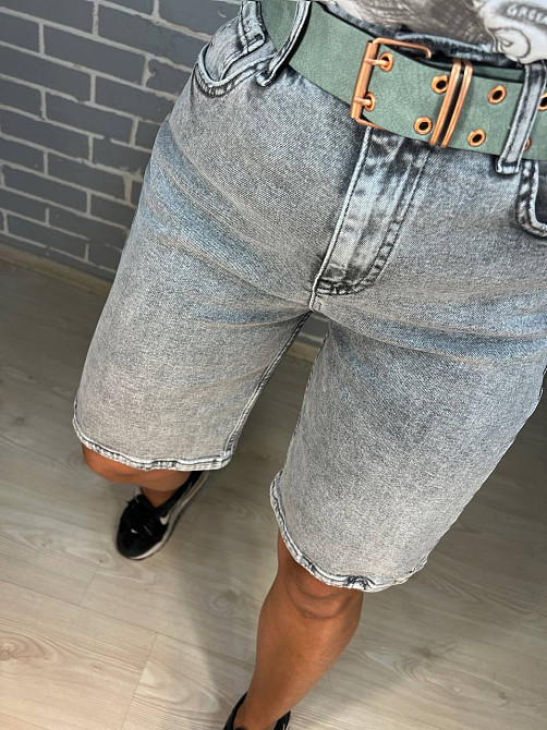 Шорти жіночі джинсові SESSANTA 16756 Mом бермуди зелений ремінь стрейчеві сірі, сірий, 31 Київ - фото 10