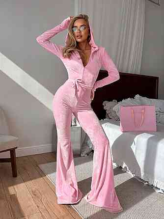Жіночий стильний повсякденний велюровий комбінезон Рожевий, 46/48 Одеса